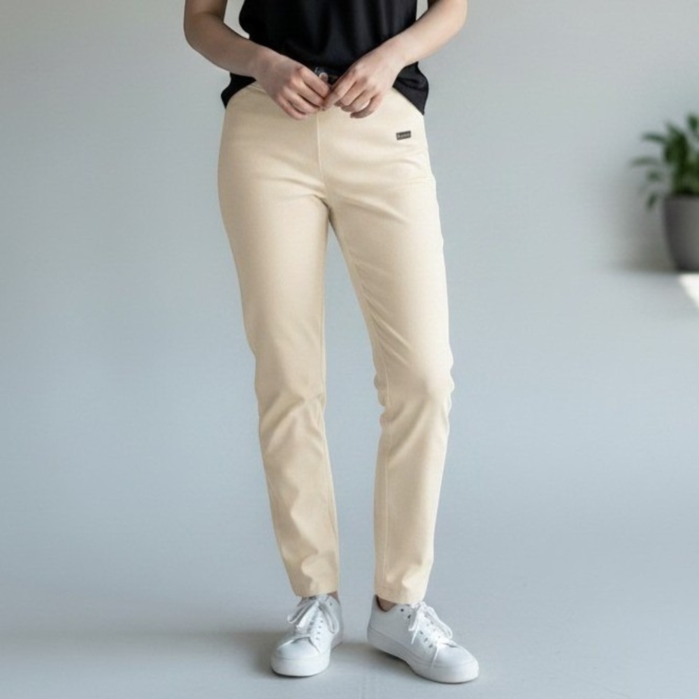 Lisette Montreal Pants Women 10 White Pull On Straight Leg Petal Hem 1349